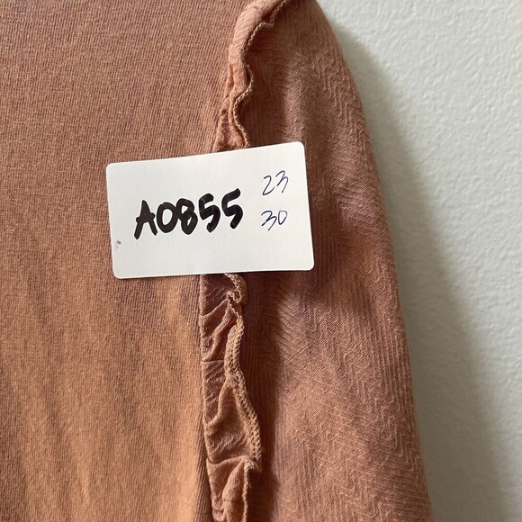 LOGO Lori Goldstein Cotton Cardigan Womens Large Chiffon Smocking Tea Rose Open - Picture 14 of 14